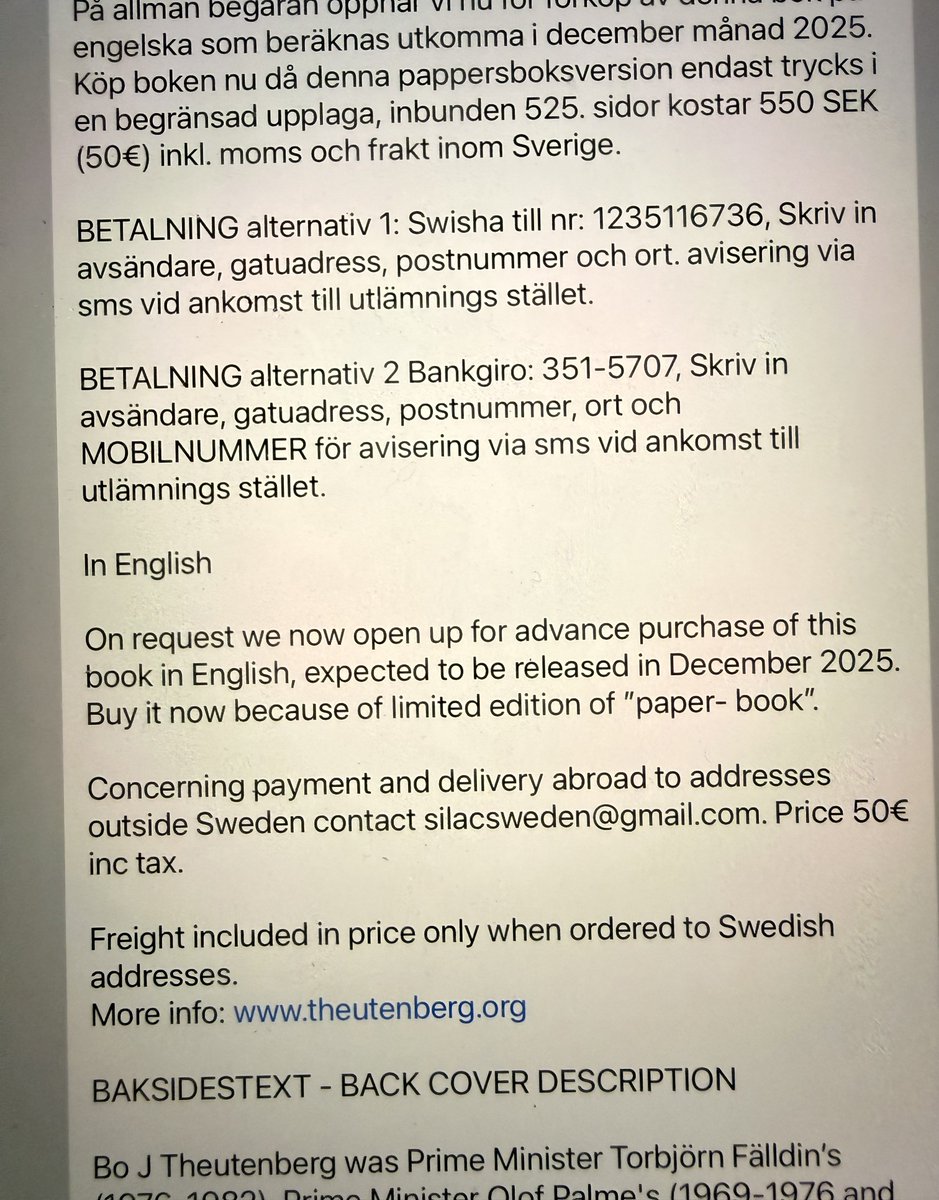 MEMOIRS titeln på nya boken på engelska. Förköp 550 SEK till 1235116736 (alt bg 351-5707) ange namn, adress, mobilnr. Utkommer december 2025. Begränsad upplaga.
