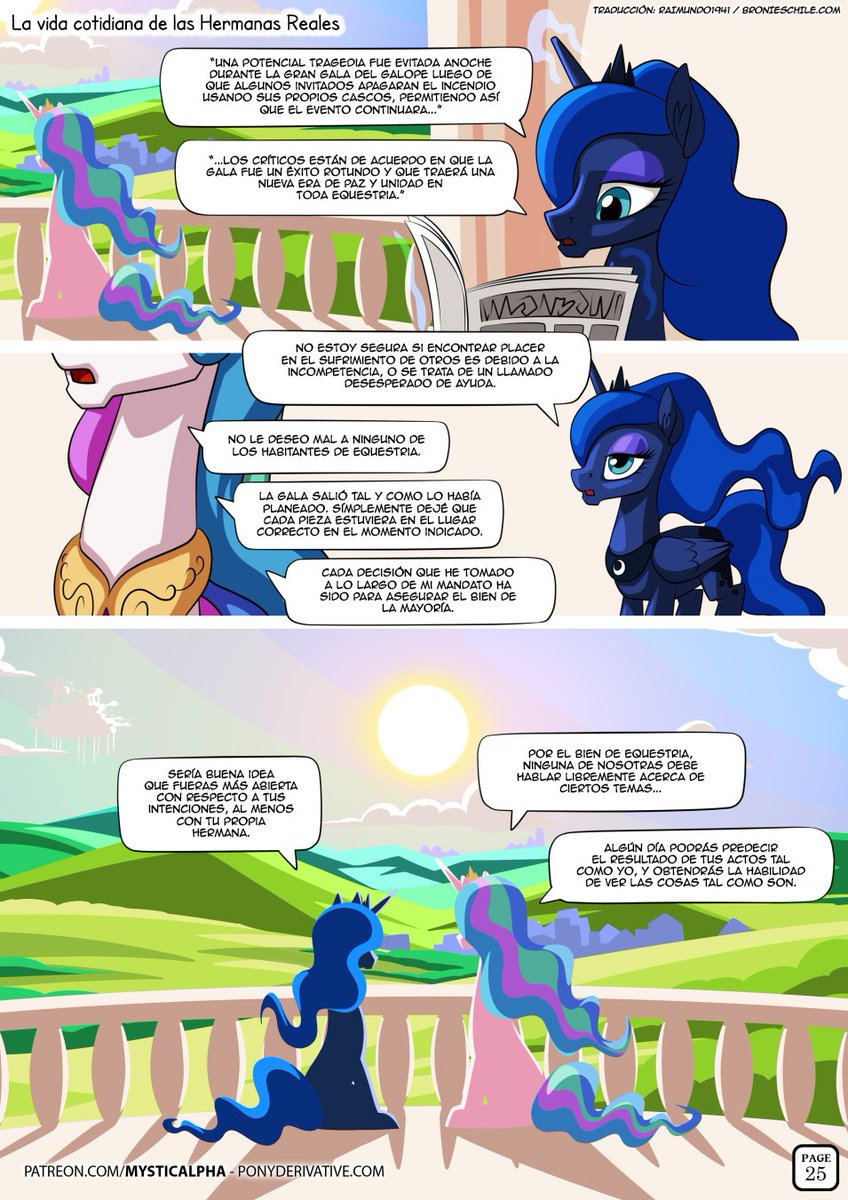 gabrielthevro's tweet image. La vida cotidiana de las Hermanas Reales
Creado por: Mysticalpha
Traducido por: Raimundo1941 &amp;amp; Gabrielelvro
Pagina 24 - Pagina 25 (Fin de la Primera Parte)
#Mysticalpha #MyLittlePony #G4 #HermanasReales #Luna #Celestia