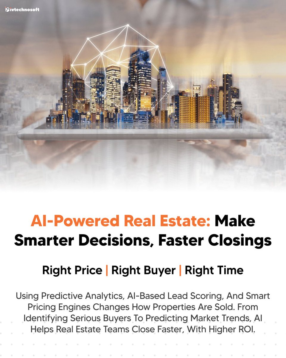 divtechnosoft's tweet image. Imagine closing #deals faster and with higher returns. Sounds good, right?
With the right pricing and connecting with the right #buyers, you can make smarter decisions every step of the way.
Explore our AI Services:
divtechnosoft.com/artificial-int…
#realestate #RealEstateTech