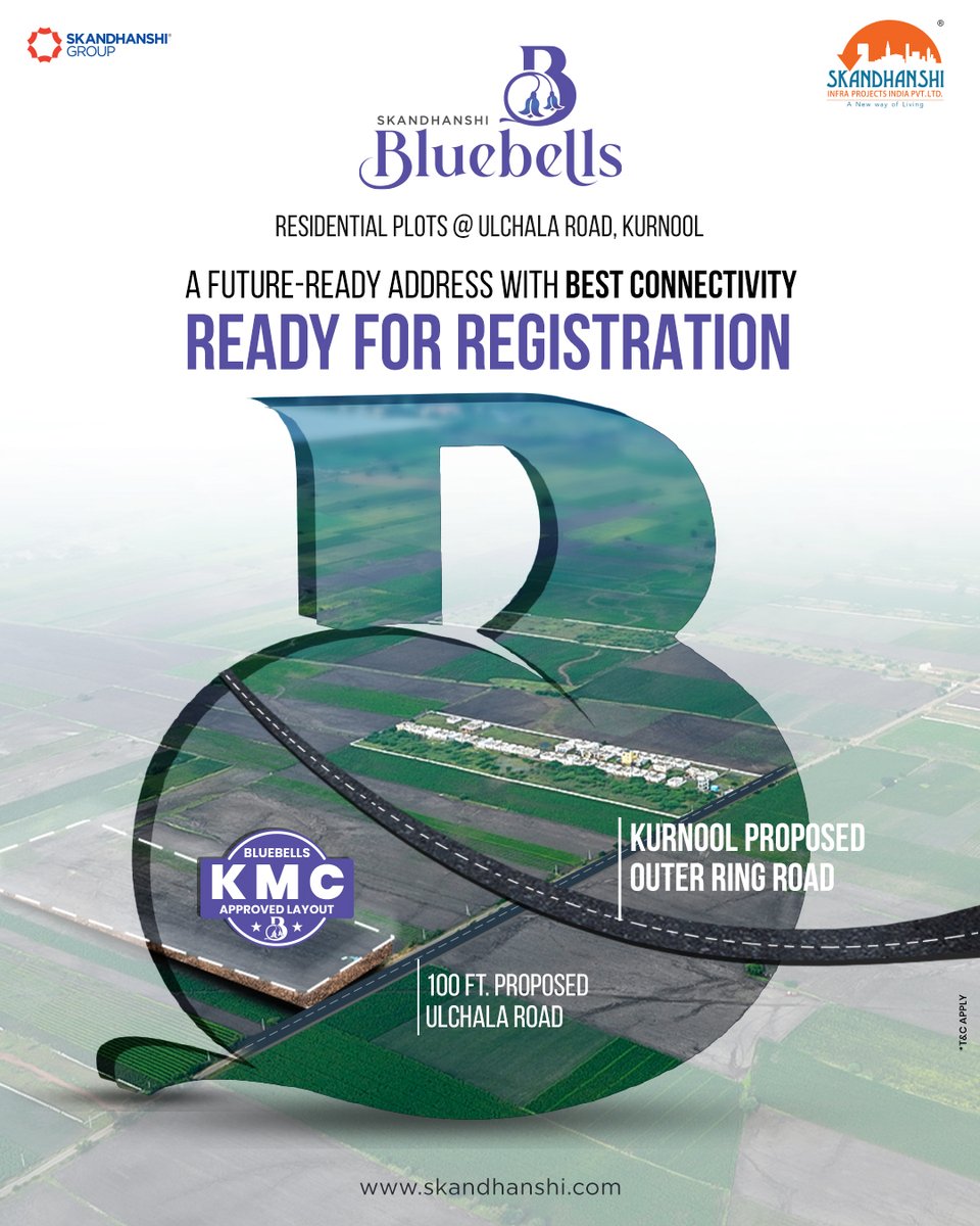 skandhanshi's tweet photo. A Future-Ready Address | Ready for Registration
📞1800 2700 360
#ReadyForRegistration #KMCApproved #Kurnool #OuterRingRoad #KurnoolORR #ApprovedLayout #ResidentialPlots #KurnoolRealEstate #PlotsForSale #KurnoolProperties #LandInvestment #KurnoolCity #KurnoolDistrict https://t.co/degvq1lYX0