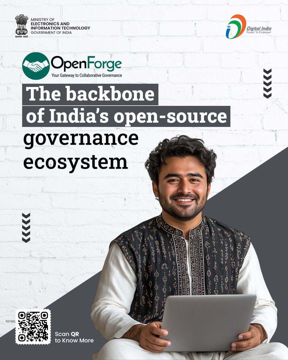 _DigitalIndia's tweet photo. OpenForge has been powering India’s digital governance for years.

It’s more than a code repository — it’s about transparency, collaboration, &amp; cost-effective solutions that benefit us all.

 Open. Secure. Efficient. That’s OpenForge. 

#DigitalIndia #OpenSource https://t.co/0Gbms1jGfy