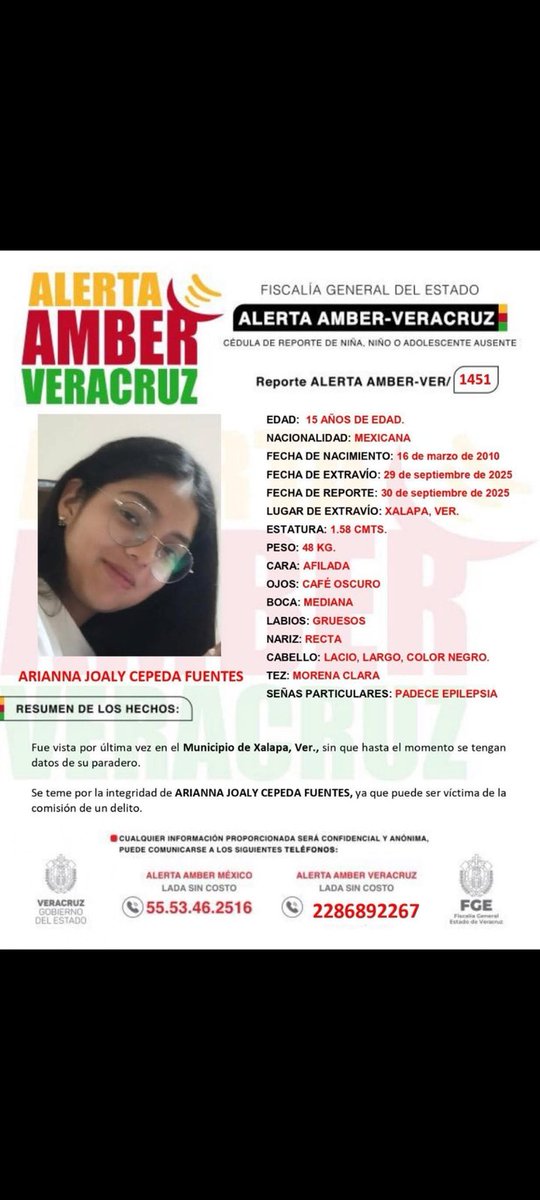 <a href="/andressmex/">Andrés A</a> <a href="/nnunezortiz/">🇲🇽 Nancy Núñez Ortiz</a> <a href="/Alex_Sada1/">Alex Sada 💙✝️🇲🇽 🇪🇸</a> <a href="/TitaRubli/">Tita Rubli</a> <a href="/terelagos/">Tere Lagos ®</a> <a href="/NoraNavarrete3/">Nora Navarrete</a> <a href="/Asuma_Lo/">LO</a> <a href="/aleoglez/">AleO</a> <a href="/PaoUniversal/">@paouniversal 🇲🇽🇪🇸🇫🇷</a> <a href="/Pedro_V_H/">Pedro Villagran</a> <a href="/ArteNoas/">Arte Noas</a> <a href="/emy_loren/">🟢EMY Lo 🇪🇸❤️🇪🇨</a> <a href="/Joss90125/">JossRocks</a> <a href="/LaraR_Marcy/">SoyMαɾƈყ 🇲🇽 ♰</a> <a href="/10DMayo1/">10deMayo 🇲🇽✍️</a> <a href="/AleCuevasMoran/">Alejandra Cuevas Moran</a> <a href="/Necastanon19/">Eugenia</a> <a href="/OscarAthie/">Oscar Athié</a> <a href="/VialidadXalapa/">Vialidad Xalapa 🚦 VX 🌎</a> <a href="/AytoXalapa/">Ayuntamiento de Xalapa</a> <a href="/ChairosY/">Sir M</a> <a href="/JJDiazMachuca/">José Díaz</a> <a href="/BotDe20Millones/">Sunshine（╹◡╹）🖕</a> <a href="/CarLon_2020/">Doña Carmelita</a> <a href="/acastagne/">𝔸𝕣𝕥𝕦𝕣𝕠 ℂ𝕒𝕤𝕥𝕒𝕘𝕟𝕖́ ℂ𝕠𝕦𝕥𝕦𝕣𝕚𝕖𝕣</a> Por favor, compartamos #HastaEncontrarla 

<a href="/FGRMexico/">FGR México</a> 
<a href="/FGR_Ver/">Veracruz</a> 
<a href="/CorreosdeMexico/">Correos de México</a> 
<a href="/botDesaparecidx/">BotDesaparecidx</a> 
<a href="/aamber_ver/">Alerta Amber</a> 
<a href="/Fab_Nini1/">ҽժղíեɑ シ #ᴇxɪɢɪᴍᴏsǪᴜɪᴍɪᴏs #RDF</a> 
<a href="/GARCIPAVON/">DRA. MERCEDES PAVON "SUPERMUELITA FIFÍ"</a> 
<a href="/Shehinnow/">ARCHIVO 21 .</a> 
<a href="/Bele6950/">Bele 🎶📚☕️🖤</a> 
<a href="/VaniTodoenElla/">💜Vani💚TodoenElla💜</a> 
<a href="/Maraca2/">Maraca</a>