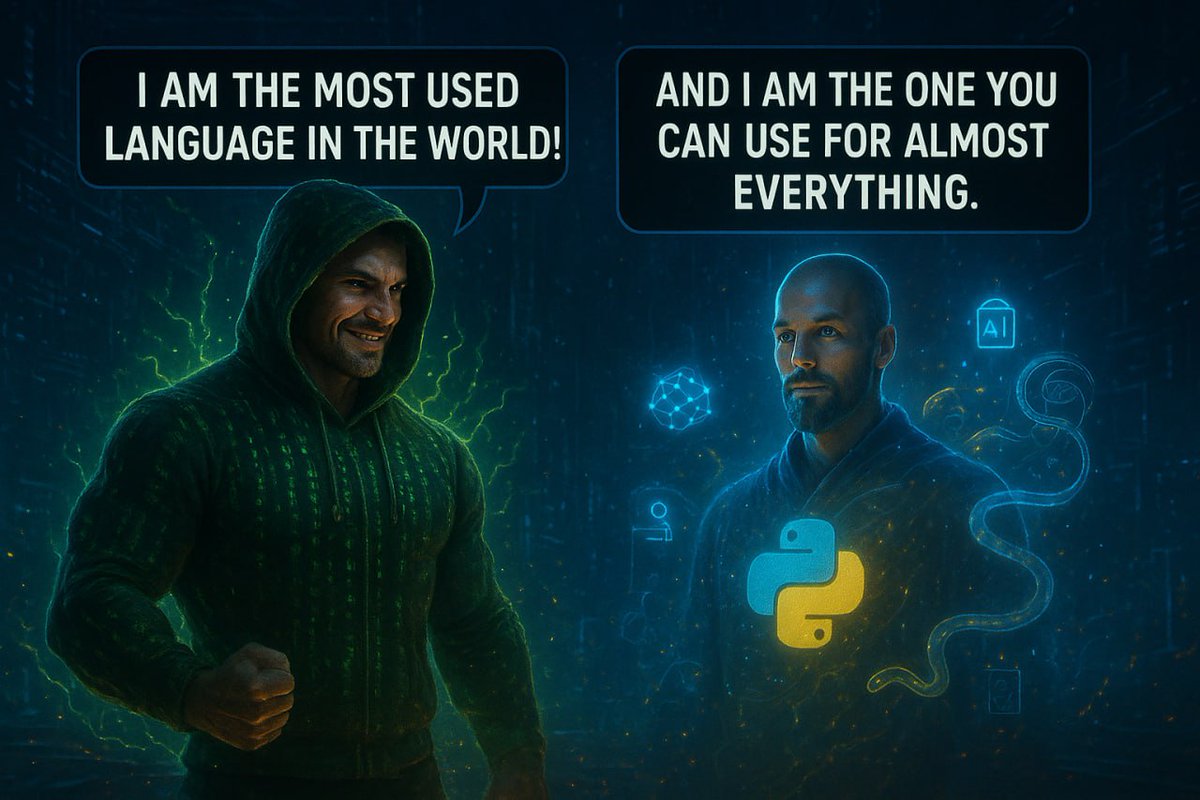 web3devop's tweet image. 🔥 The Battle of the Programming Titans 🔥
💪 JavaScript: “I’m the most used language in the world!”
🐍 Python: “And I’m the one you can use for almost everything.”
Two legends. One digital battleground. ⚔️
Which side are you on? 👇
#JavaScript #Python #Coding #Developers…
