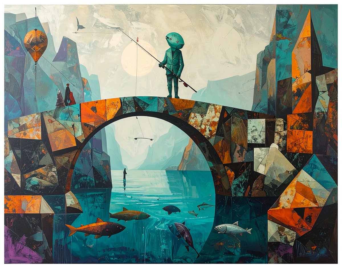 Muldwych's tweet image. A Fishing Fish

&quot;When the catch becomes the catcher.&quot;

#AIArt #ArtOfTheDay #CreativeAI #ConceptualArt #DigitalArt #DigitalMedia #Surrealism