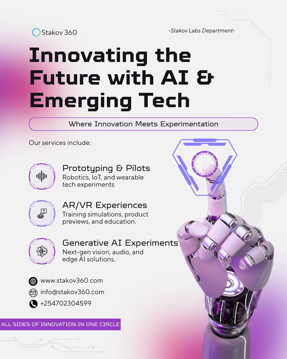 stakov360's tweet image. 🧠 Where AI meets innovation.
From AR/VR to Generative AI — the future starts here.
#Innovation #AITec