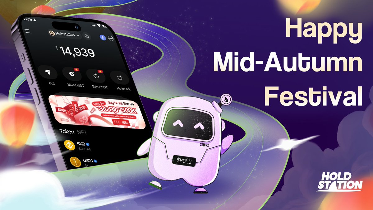 HoldstationW's tweet image. Happy Mid-Autumn Festival 🌕
Holdstation wishes you a warm celebration and a portfolio that shines bright — just like the full moon
A full moon, a full wallet 🌕💰