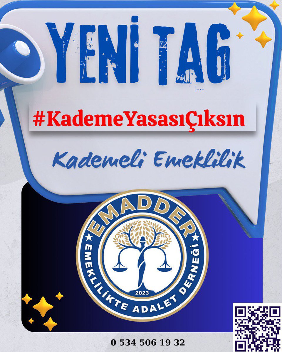 ‼️📣 YENİ TAG 📣‼️
👇👇👇👇👇👇
#KademeYasasıÇıksın

Mağdurlar için tek çözüm, hak gaspını ortadan kaldıracak kademeli emeklilik düzenlemesidir.

Kademeli emeklilik, primini tamamlamış işçinin hakkını güvenceye alır.
Adalet sağlandığında hem çalışan hem devlet hem toplum kazanır,