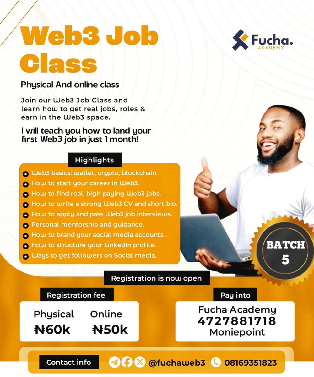 _Babakhalil's tweet image. Batch 5 of Fucha Academy Web3 Class is now open!

For those who want to become true Web3 professionals — our Web3 world is not like theirs. This is your chance to join *Fucha Academy* and become a full-fledged expert in everything Web3.