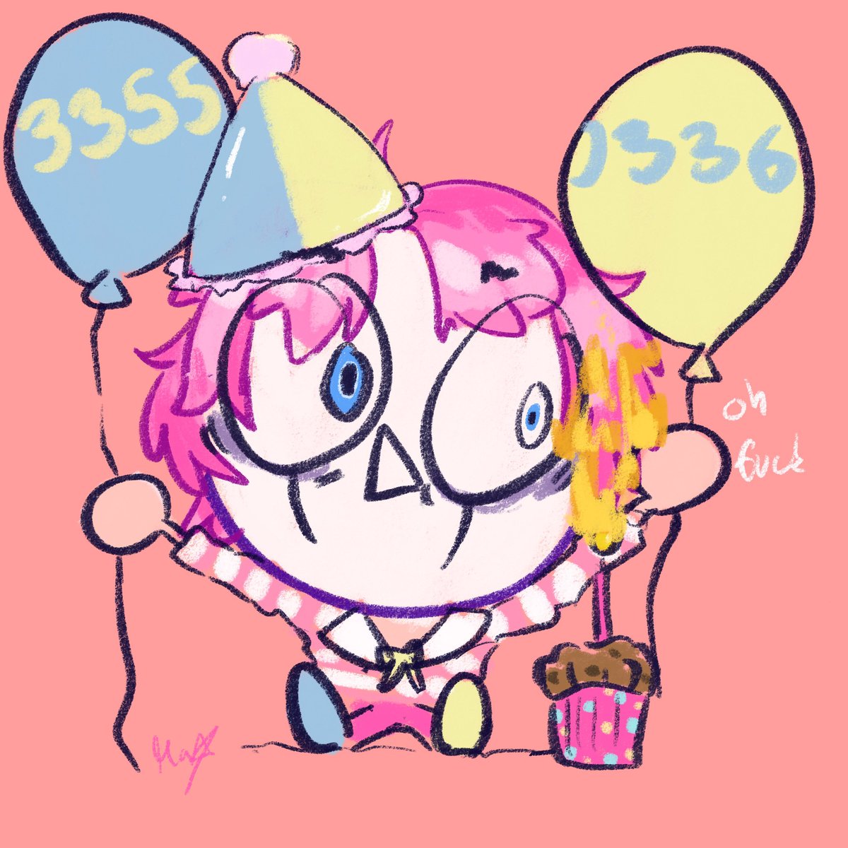maxholdspen's tweet image. silly little #toodlesdoodles for @Clown_Toodles birthday 🎉👉🏻👈🏻 working on a proper art but ouuughh creating is hard. anyway i hope you have an amazing day xx
