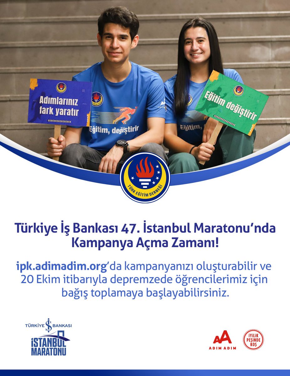 Türkiye İş Bankası 47. İstanbul Maratonu İçin Kampanya Açma Zamanı!

ipk.adimadim.org’da kampanyanızı oluşturabilir ve 20 Ekim itibarıyla depremzede öğrencilerimiz için bağış toplamaya başlayabilirsiniz.