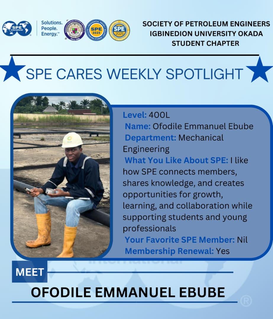 Spe_Iuo_'s tweet image. 🌟 *Meet our SPE Weekly Spotlight!* 🌟 Celebrating members who inspire us to grow, connect, and lead. 💙  #SPEIUO #WeeklySpotlight #EngageLearnLead