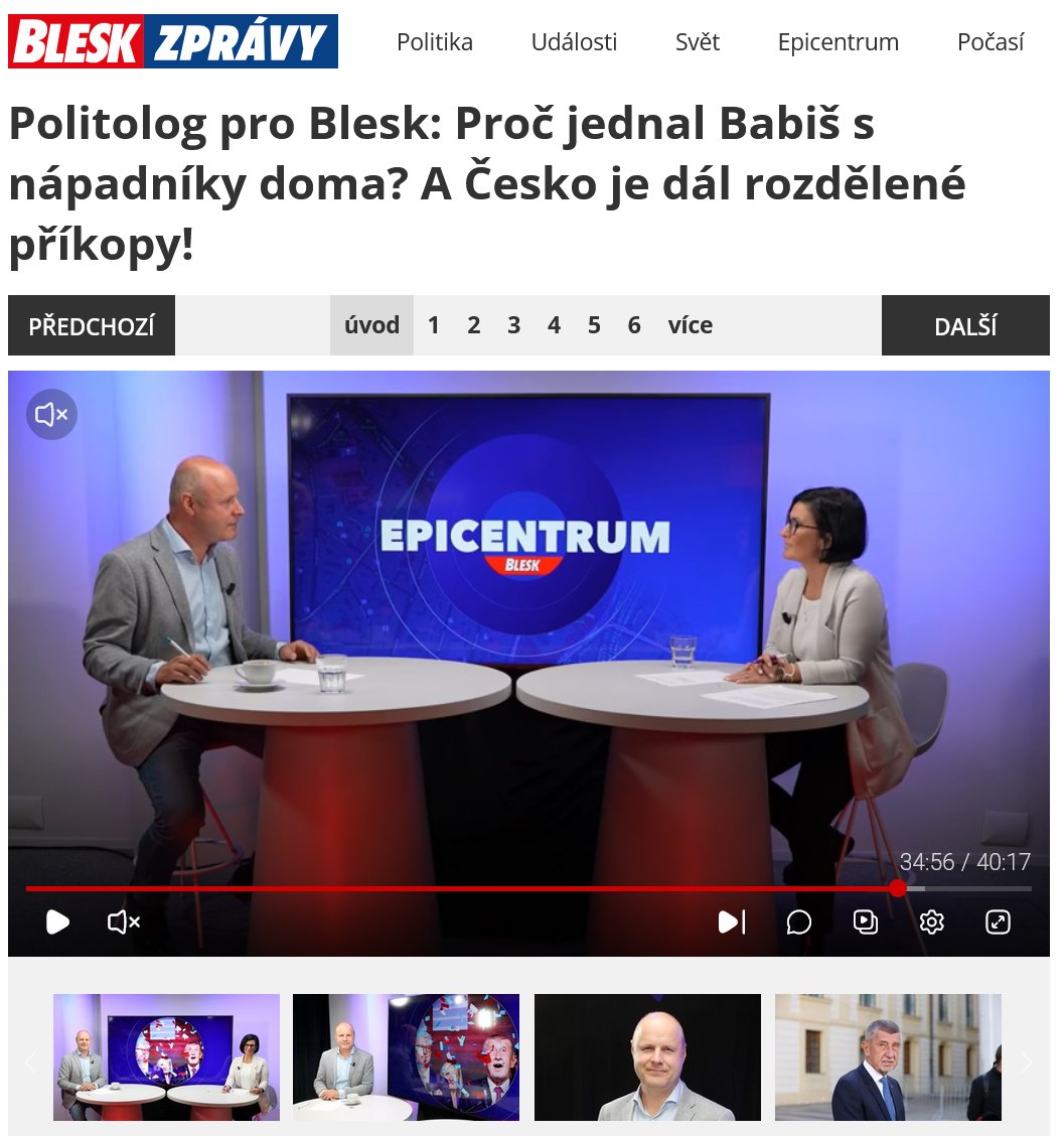 Rozhovor našeho <a href="/PolSci_FF_UJEP/">Katedra politologie FF UJEP</a> kolegy, Lukáš Novotný <a href="/novotny_l/">Lukas Novotny</a> , pro k výsledkům sněmovních voleb a prvním rozhovorům o sestavení vlády.

volby.blesk.cz/clanek/volby-v…