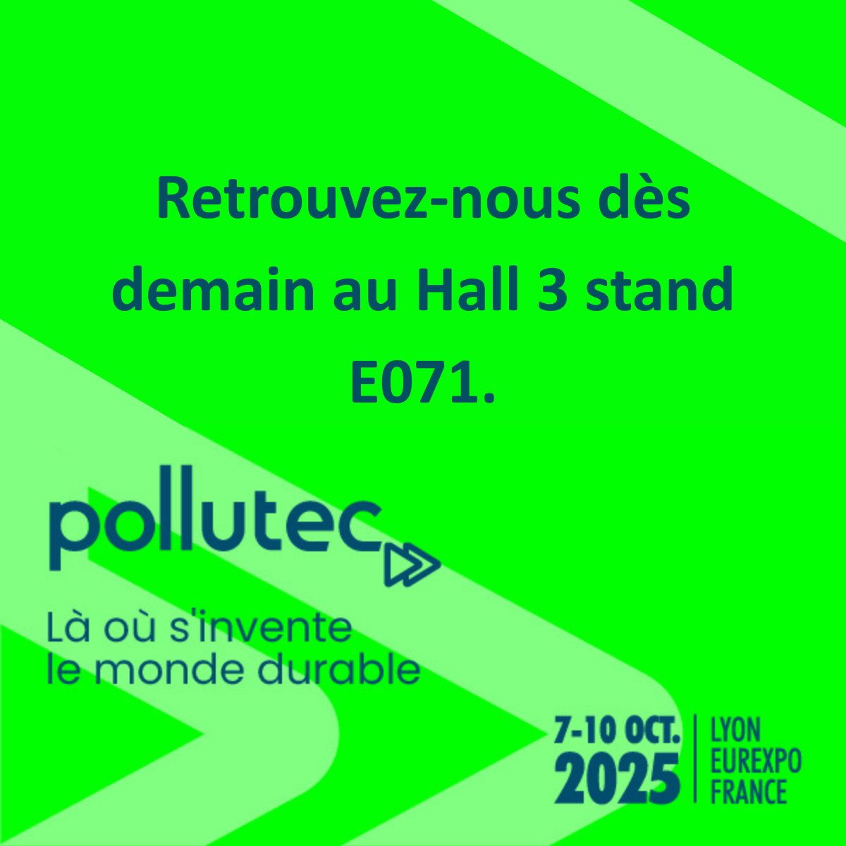 #pollutec2025 c'est demain !

Pour obtenir votre badge hashtag#pollutec et pouvoir assister à nos conférences, nous vous invitons à cliquer sur le lien suivant : lnkd.in/ea5ws_8Q

#pollutec2025 #transitionecologique #environnement #climat #economiecirculaire