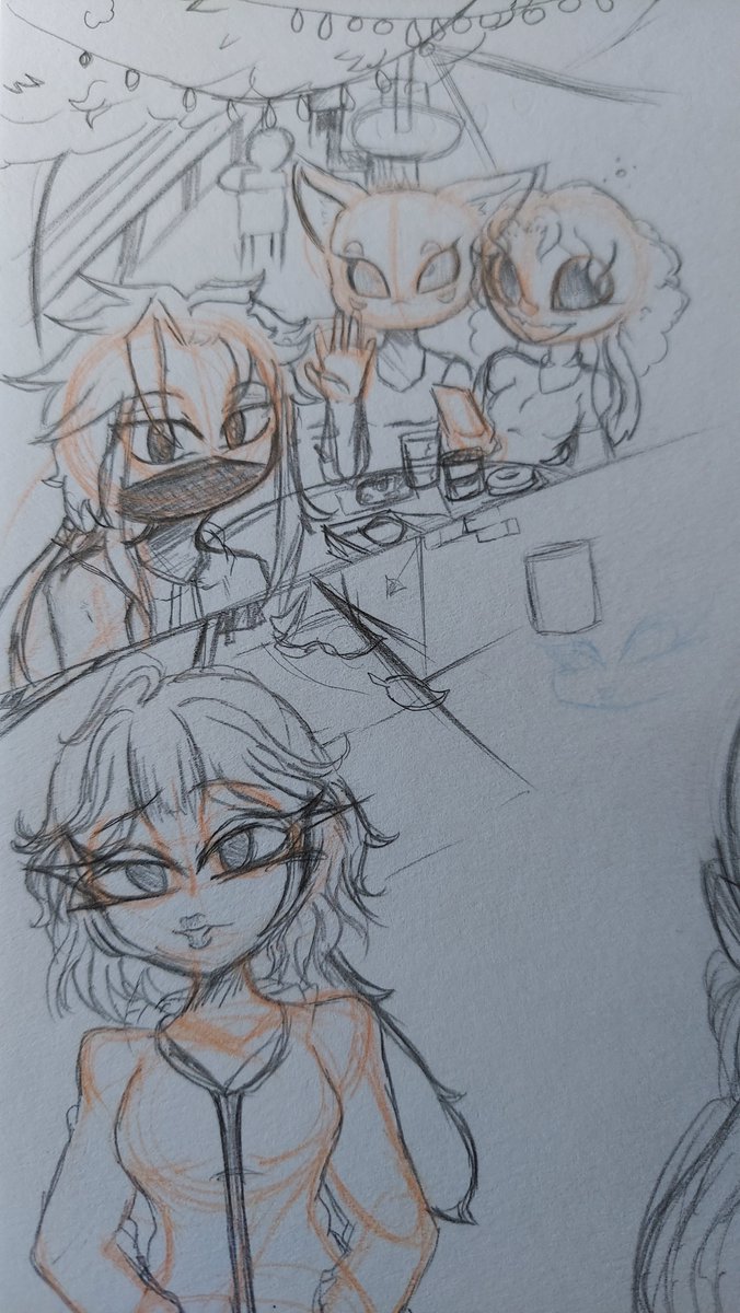 Small fun drawing I have done a few days ago
I wanna leave it without inking and color 

Characters/sonas:
Yunji 
Cat sona -<a href="/EpiccCatt/">Epicc</a>  (my bestie uwu 💫

Dino sona 
Mafiosa(yvana) belongs to me