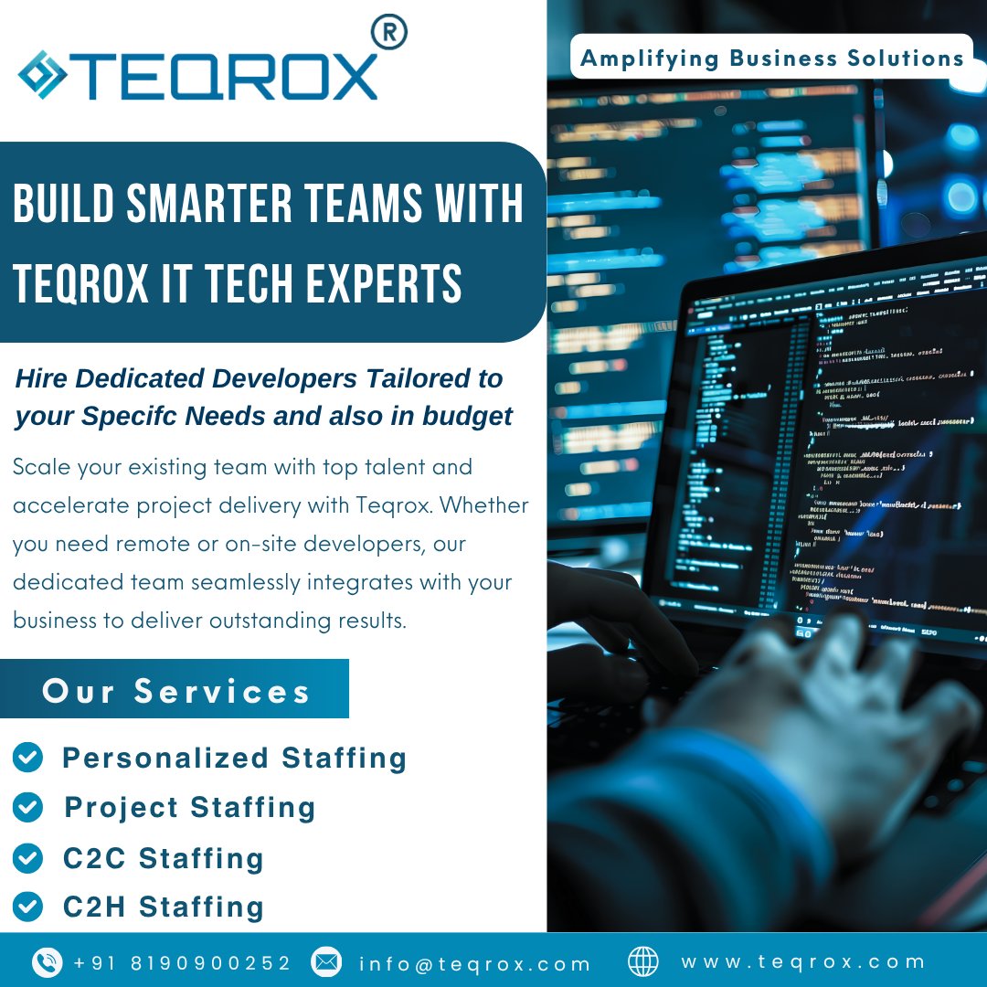 Teqroxsolutions's tweet image. 🏢 Build smarter, stronger teams with Teqrox IT Tech Experts.
🧑‍💻 At Teqrox, we help you augment your workforce with top-tier IT talent that blends seamlessly into your workflow
#itstaffaugmentation #itstaffing #hiredevelopers #teqrox #itservices