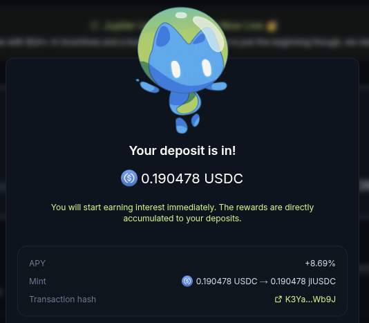 Look at the high APY you can get lending USDC on JUP Lend! <a href="/JupiterExchange/">Jupiter (🐱, 🐐)</a> is killing it with innovation! powering the <a href="/solana/">Solana</a> dominance!