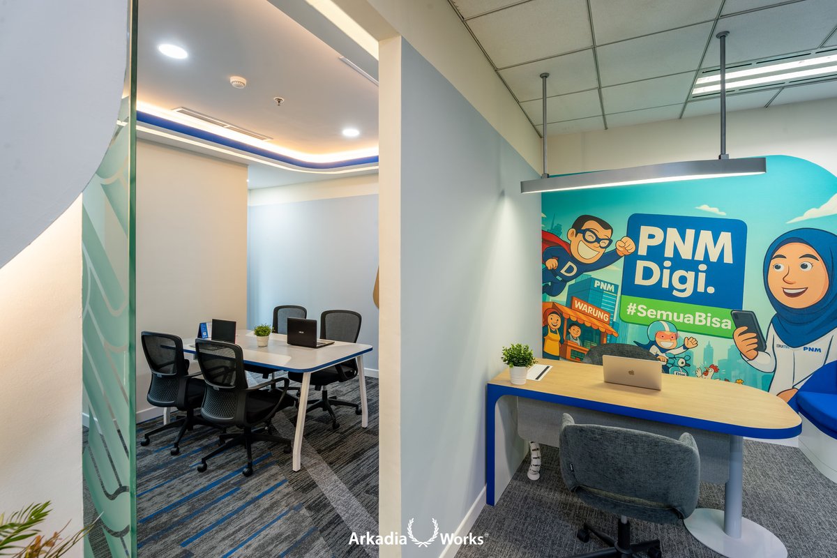 arkadia_works's tweet photo. Meeting room PNM Digi dirancang modern &amp; dinamis, tiap ruang beda kapasitas &amp; lengkap dengan teknologi presentasi. Director room hadir profesional dengan natural light &amp; elemen rounded yang khas.

#arkadiaworks #pnmdigi https://t.co/GwgNv7KAhz