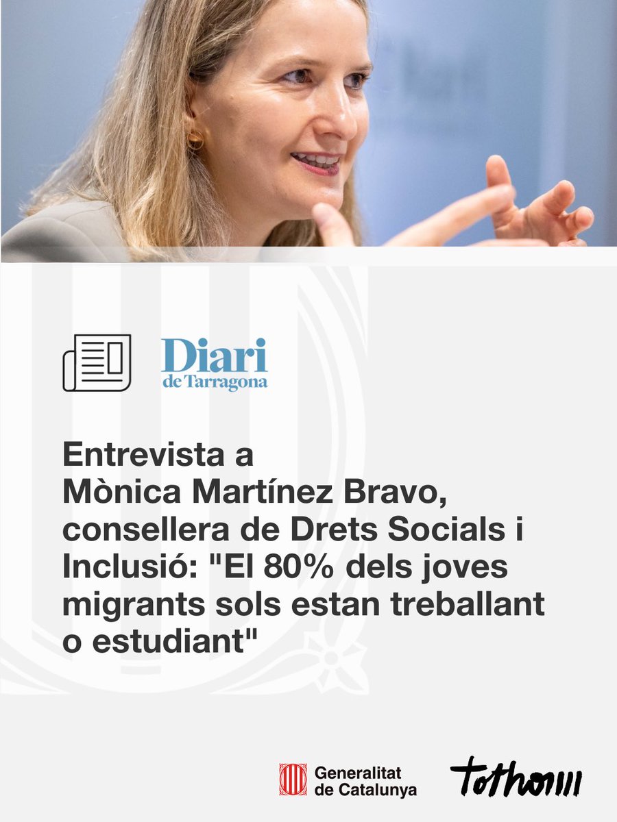 📰 El <a href="/diaridtarragona/">Diari de Tarragona</a> va entrevistar a la #consellera <a href="/monicambravo/">Mònica Martínez Bravo</a> en el marc de la seva visita a #Tarragona el passat dijous.

🔗 La pots trobar completa en aquest enllaç: diaridetarragona.com/tarragona/2415…

#ElGovernDeTothom