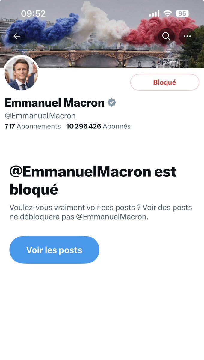 Pinu2b's tweet photo. Moi ça fait un bon moment que j'ai #BloquerMacron 
Comment ce noc peut il avoir plus de 10 millions d'abonnés ? https://t.co/3LiHtUARo8