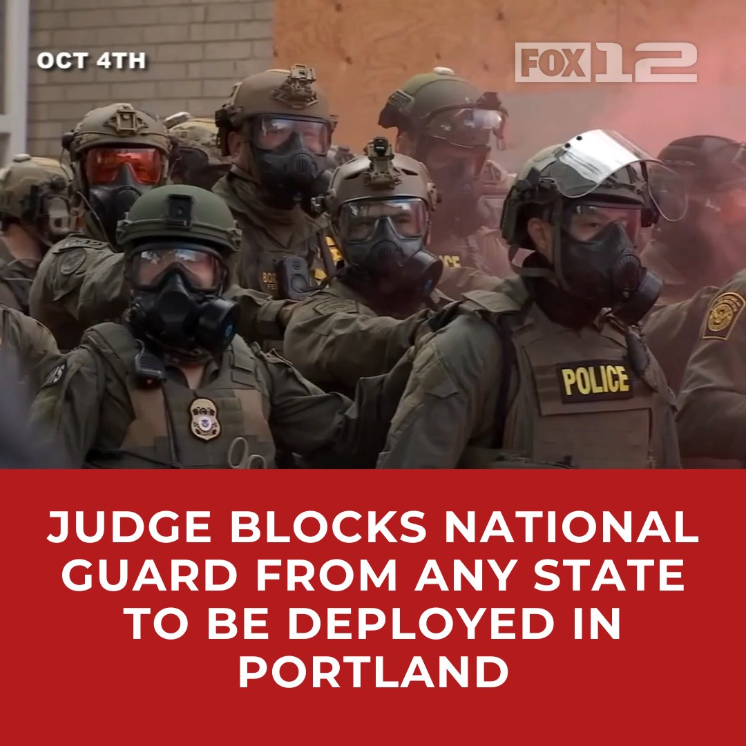 fox12oregon's tweet image. In a hearing on Sunday night, Judge Karin Immergut granted Oregon’s request to expand the temporary restraining order blocking National Guard troops from Portland.
kptv.com/2025/10/06/lat…