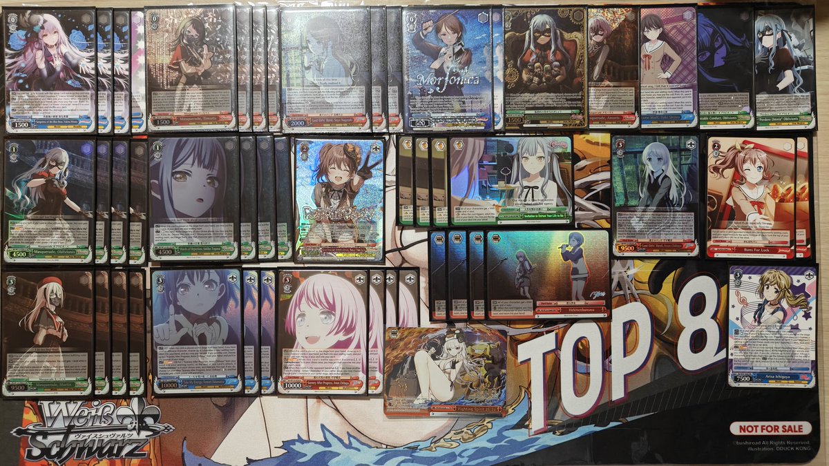 Got 3rd at BCS25/26 Rosemont with Bang Dream! If you play Doloris finisher, you're behind.

Swiss
✅ BD 🧼🚪
✅ HOL 🚪🚪 
✅ KS ⚜️ ⚜️ ⚜️ ⚜️ 
✅ NIK 🔫🧼
✅ LRC 🚪🚪 
✅ OVL 🚪🧼 
❌ NIK 🚪🔌 

Top 16
✅ SS 🔀🚪
✅ TSK 🚪⛩️
❌ NIK 🚪🔌 
✅ BD 🧼🚪
#ws2tcg #WeissSchwarz