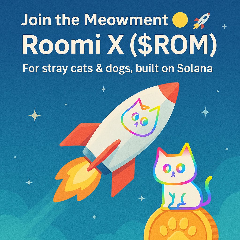 RoomiX_'s tweet photo. Everyone wants to join when it’s pumping… 📈  
But the legends? They buy before the rockets launch 🚀🐾  

$ROMX is building something real —  
An app that connects crypto with love for stray cats & dogs 🐱🐶❤️  

Early holders aren’t just investors, they’re the foundation of the Meowvement 💎  

👉 Buy now before it takes off:  
https://t.co/Kkx0ZOv9vd  

👉 Join our growing family:  
https://t.co/QDC7vhfkyo  

#RoomiX #ROMX #Solana #Crypto #MemeCoin #ToTheMoon #ElonMusk #FOMO #CryptoForGood