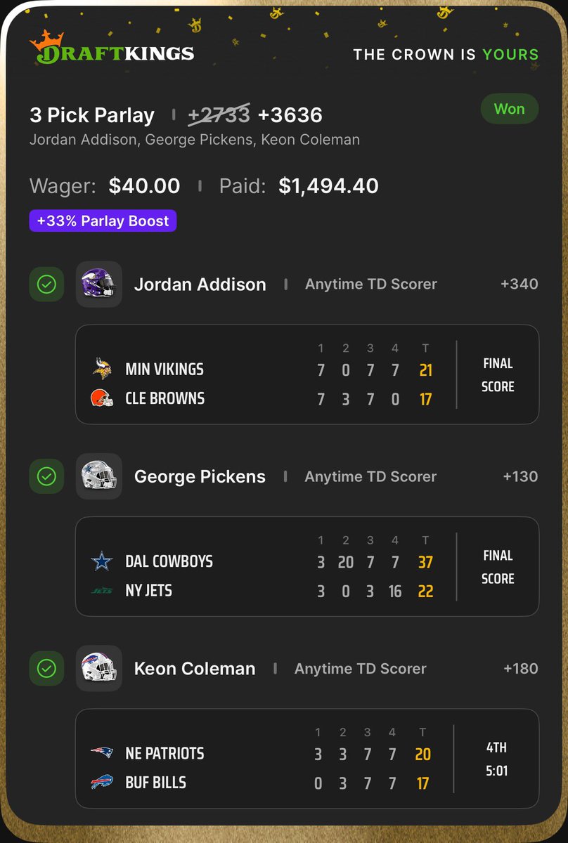 Bozz_22's tweet photo. @DKSportsbook I appreciate that man so much tonight! https://t.co/ucoWMdzZZY
