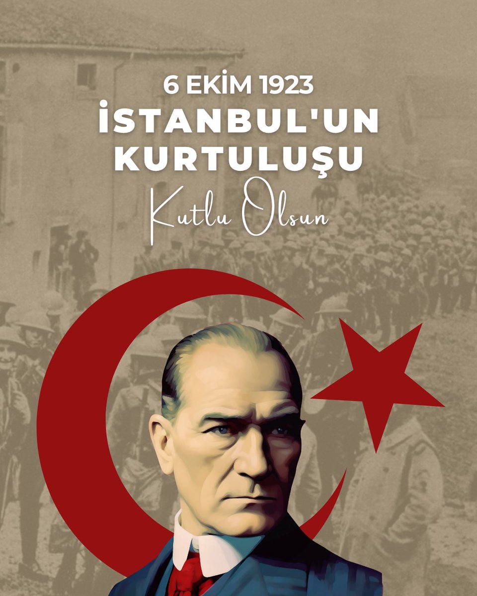 6 Ekim İstanbul’un Kurtuluşu 🇹🇷

102  yıl önce bugün, şehrimiz yeniden özgürlüğüne kavuştu.
Gazi Mustafa Kemal Atatürk ve kahramanlarımızı minnet ve şükranla anıyoruz.

#İstanbulunKurtuluşu #6Ekim