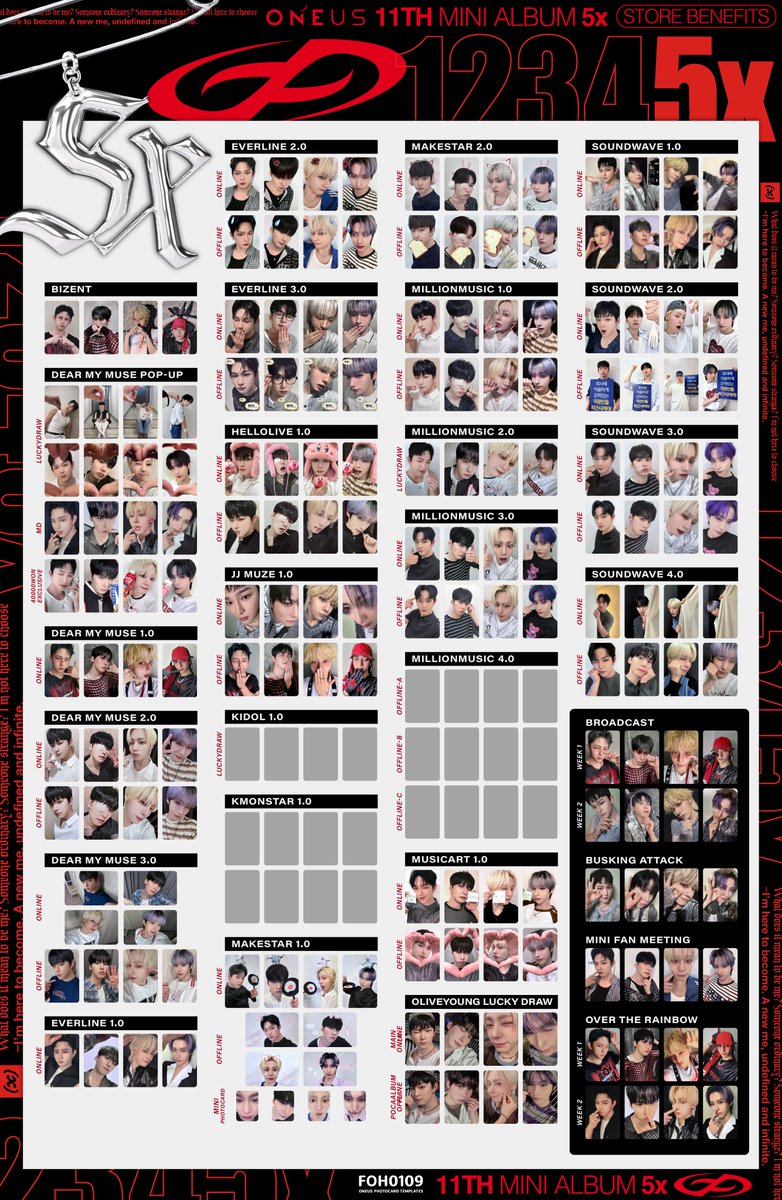 ONEUS Photocard Template 11th Mini Album - 5X 원어스 미공포 포카