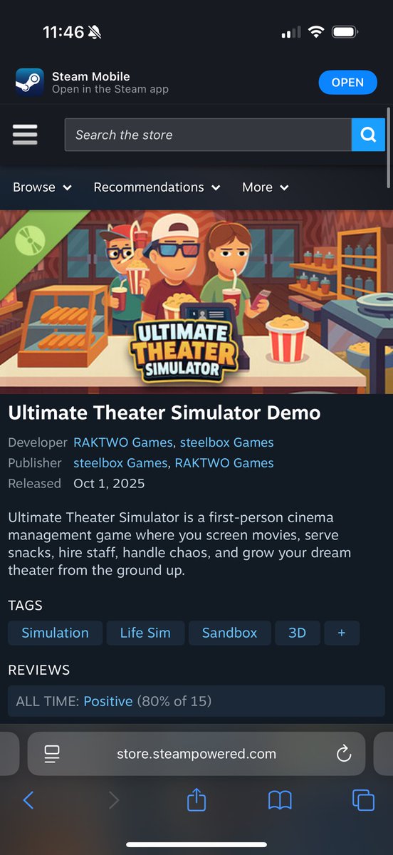 AlexRak2 🎮Ultimate Theater Simulator → on Steam tweet media