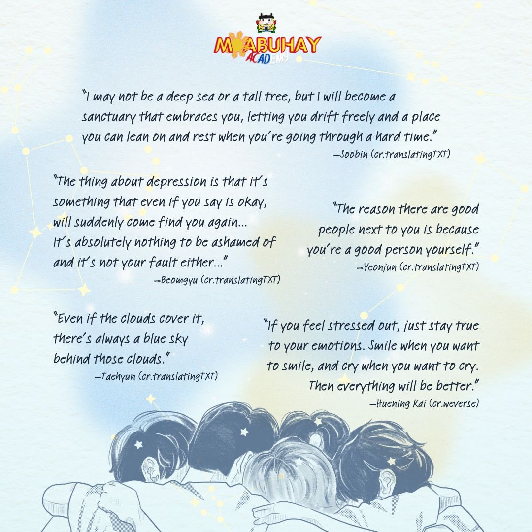 TOGETHER FOR TOMORROW 🫂

October is National Mental Health Month, with the 2nd week marking Mental Health Week in the Philippines. In light of TXT’s partnership with UNICEF, we honor how their music and advocacy continue to uplift youth, reminding us we’re not alone, and it’s