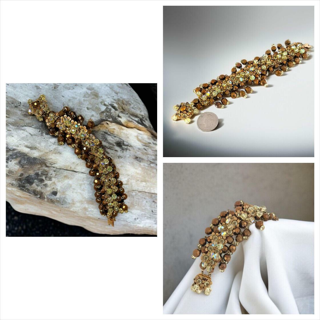 Rhinestonediva's tweet image. Look at this Roger Jean Pierre Crystal Dorado &amp;amp; Jonquil Bead Bracelet - Rare French Designer - Vintage Cha Cha Cha! 
 #RogerJeanPierre #FrenchDesigner Buy here: etsy.com/listing/434231…