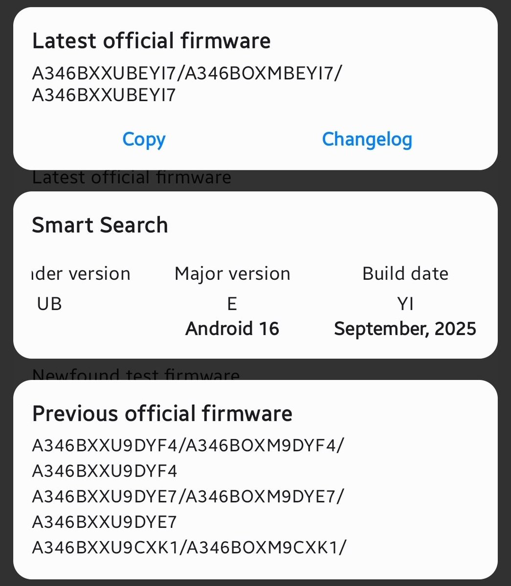 Koram_Akhilesh's tweet image. 🚨 Attention Galaxy A34 users!

Samsung has started rolling out the One UI 8 Android 16 update in Europe 🇪🇺

📌 Firmware: A346BXXUBEYI7
📌 Security Patch: 01-09-2025

#OneUI8 #GalaxyA34 #Samsung