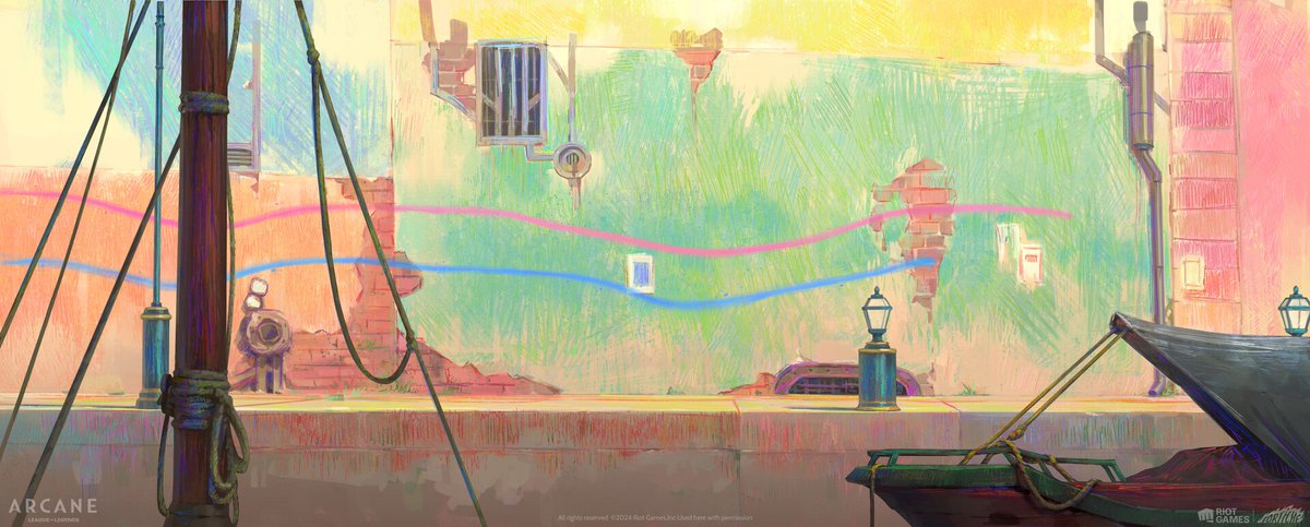 arcaneindetail's tweet photo. Arcane S2 Jinx and Isha's Time Together 2D Matte Paintings by Aloïs Desoubries-Binet ✨️🩷💙 https://t.co/wT2xpRBN3z