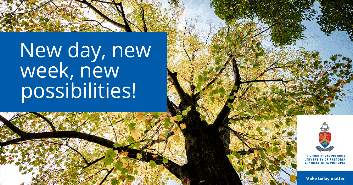UPTuks's tweet image. #MondayMotivation: New day, new week, new possibilities!

As we step into this month, take time to set goals, explore fresh ideas and make significant progress. Make today count! 

#UniversityOfPretoria #MakeTodayMatter