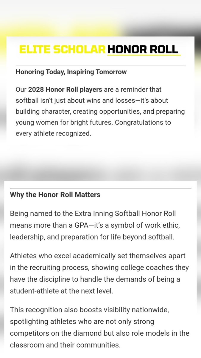 Kat (@katjohnson2010) on Twitter photo Thank you <a href="/ExtraInningSB/">EXTRA INNING SOFTBALL</a> for the Recognition as an Elite Scholar! 
#StudentAthlete
Also, shout out to my <a href="/FPXHigdonCarr/">16U Fury Platinum X Higdon Carr</a> sisters <a href="/Jaeda_Rocks/">Jaeda Tucker | 2028 | LHP/OF</a>, <a href="/CarleighAllen/">Carleigh Allen C/O 2028</a>, and <a href="/HillStansbury/">Hillary Stansbury 2028</a> for also carrying a 4.0+ GPA 🧠 💪 
<a href="/JillHigdon/">Jill Higdon</a> <a href="/Brandon14Carr/">Brandon Carr</a> <a href="/Jeremy_P_Higdon/">Jeremy Higdon</a> <a href="/FuryPlatinum/">FuryPlatinumSoftballClub</a> Thank you <a href="/ExtraInningSB/">EXTRA INNING SOFTBALL</a> for the Recognition as an Elite Scholar! 
#StudentAthlete
Also, shout out to my <a href="/FPXHigdonCarr/">16U Fury Platinum X Higdon Carr</a> sisters <a href="/Jaeda_Rocks/">Jaeda Tucker | 2028 | LHP/OF</a>, <a href="/CarleighAllen/">Carleigh Allen C/O 2028</a>, and <a href="/HillStansbury/">Hillary Stansbury 2028</a> for also carrying a 4.0+ GPA 🧠 💪 
<a href="/JillHigdon/">Jill Higdon</a> <a href="/Brandon14Carr/">Brandon Carr</a> <a href="/Jeremy_P_Higdon/">Jeremy Higdon</a> <a href="/FuryPlatinum/">FuryPlatinumSoftballClub</a>