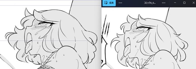 致命的な部分で線画に修正が必要なコマがいっぱいあって仕上げの作業時間を圧迫している 