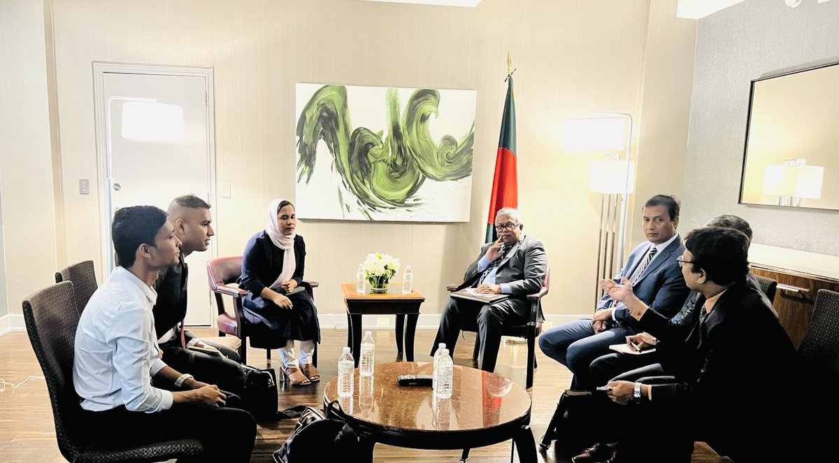 The high level diplomats of #Bangladesh met me and my colleagues during #UNGA in #NewYork and we had a productive discussion with the H.E Foreign Secretary, director general of Myanmar 🇲🇲 Wing,  minister and the permanent Mission of Bangladesh 🇧🇩 to #UN. — we thanked them for