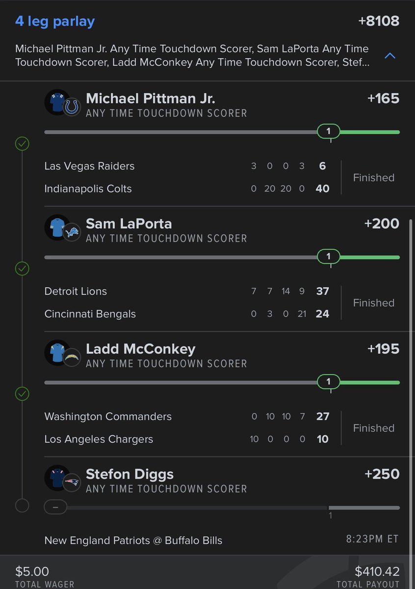 Str8 got hoed week 5 both lays lost by 1 🤮