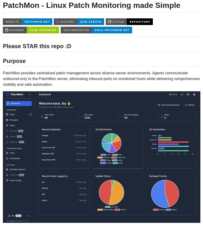tom_doerr's tweet image. centralized dashboard for linux patch monitoring and inventory