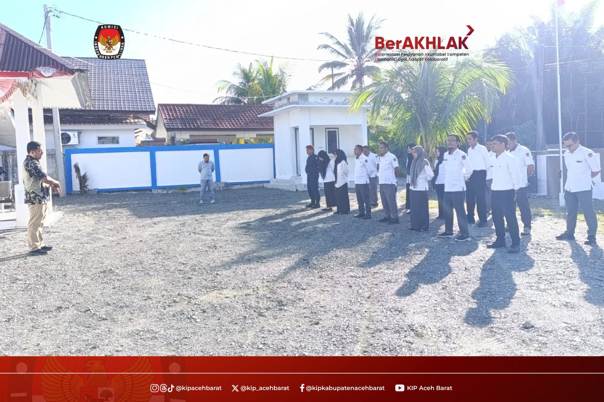 KIP_Acehbarat's tweet photo. Saleum #rakanpemilih

KIP Aceh Barat melaksanakan apel pagi Senin 6 Oktober 2025.

Bertindak sebagai pembina Apel Ketua Divisi Hukum dan Pengawasan T Novian Nukman, S.P.

#kpumelayani https://t.co/HIhwRAsdmB