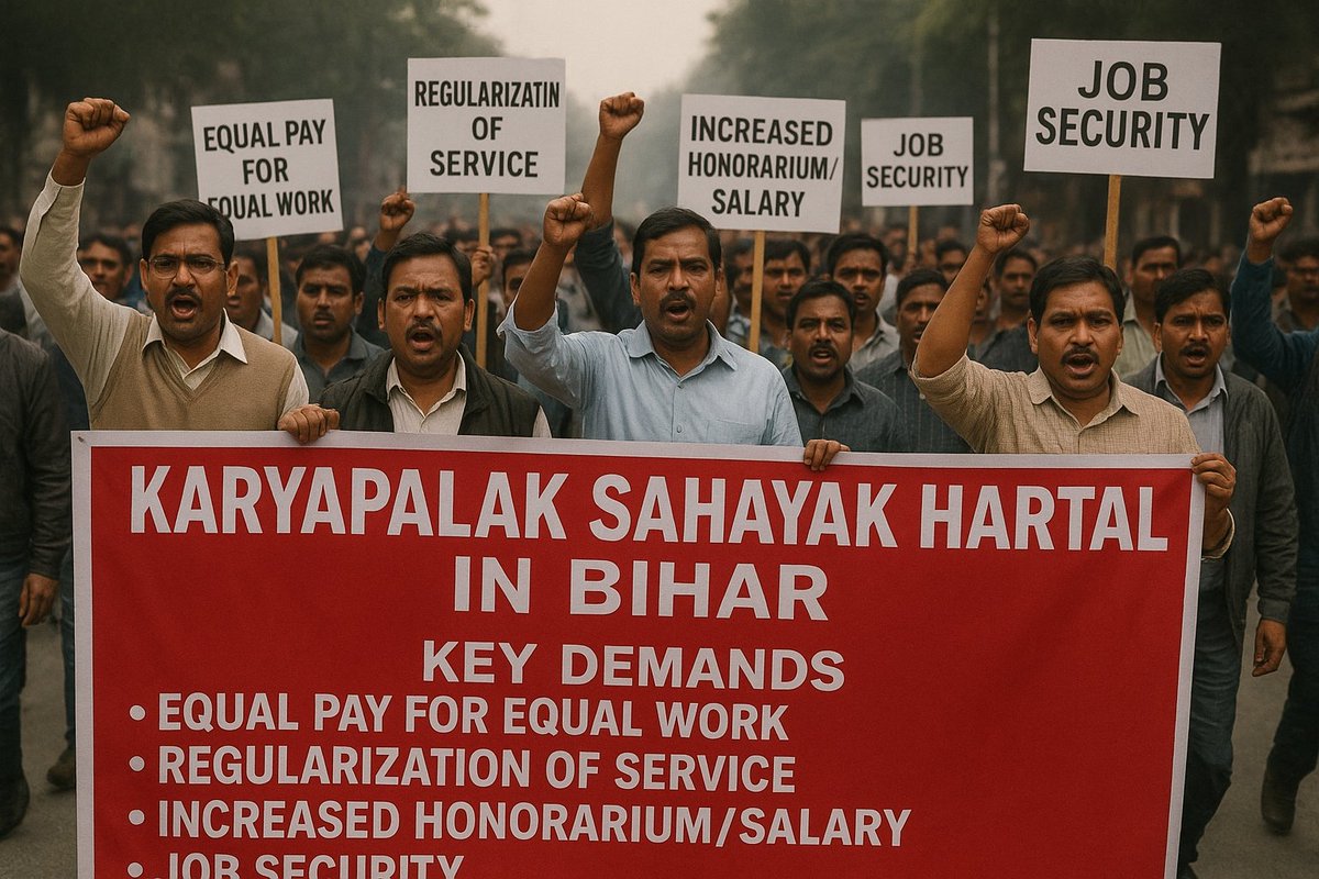 EA_ITbihar's tweet photo. Key Demands of Karyapalak Sahayaks &amp; IT Assistants:-
• Equal Pay for Equal Work
• Regularization of Service
• Increased Honorarium/Salary 
• Job Security 
#bpsm #karyapalaksahayam
@NitishKumar @samrat4bjp 
@BEASABihar1 @News18Bihar https://t.co/GmnjAk1iDE