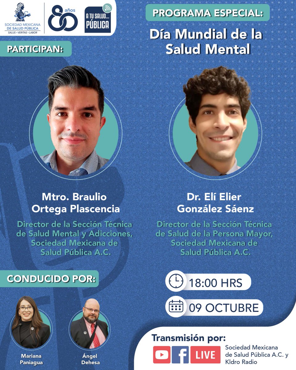 🧠 Programa Especial por el Día Mundial de la Salud Mental

En el marco de esta conmemoración internacional, "A tu Salud Pública", invita a su audiencia a un diálogo especializado sobre los retos y avances en la atención de la salud mental en México.