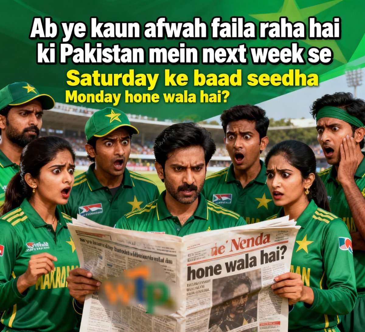 RealWahidaAFG's tweet photo. #NoSunday Ab ye kaun afwah faila raha hai ki Pakistan mein next week se Saturday ke baad seedha Monday hone wala hai? 
12-0 
4-0
11-0
3-0
8-0 https://t.co/JxRXWswWjy