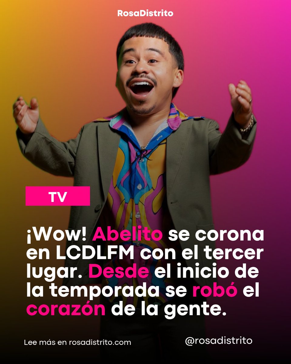 RosaDistrito's tweet image. ¡Wow! #Abelito se corona en #LCDLFM con el tercer lugar. El "Lobélico" desde el inicio de la temporada se robó el corazón de la gente. 

Navega en nuestra revista digital rosadistrito.com 

#RosaDistrito #ElEspacioQueDisfrutamosTodes