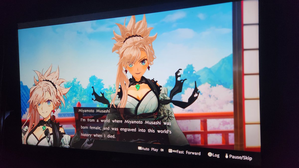 Look I don't play a lot of Japanese games; this chick is supposed to have trained my character's swordmanship, but she's my dead old male master, Musashi. What the hell is happening, and then they make a mention that there's multiversal versions. 

Yo is this what these are?