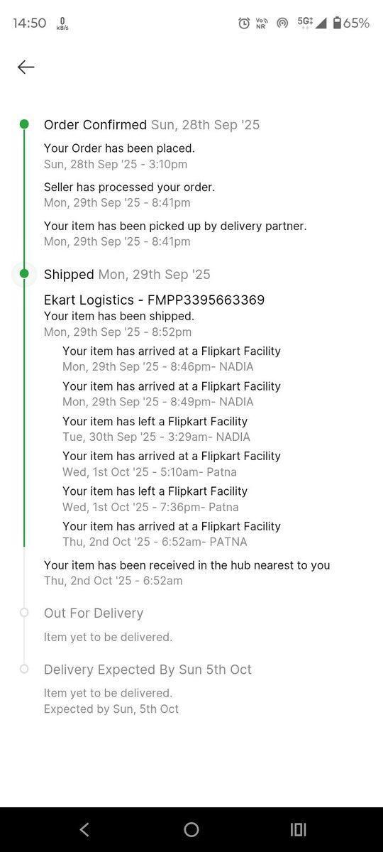 Gauravsfast's tweet photo. This order has arrived at Near Hub since October 2nd but has not been delivered yet. Please deliver it quickly.
@Flipkart 
@flipkartsupport https://t.co/qBb9Ygqvkl