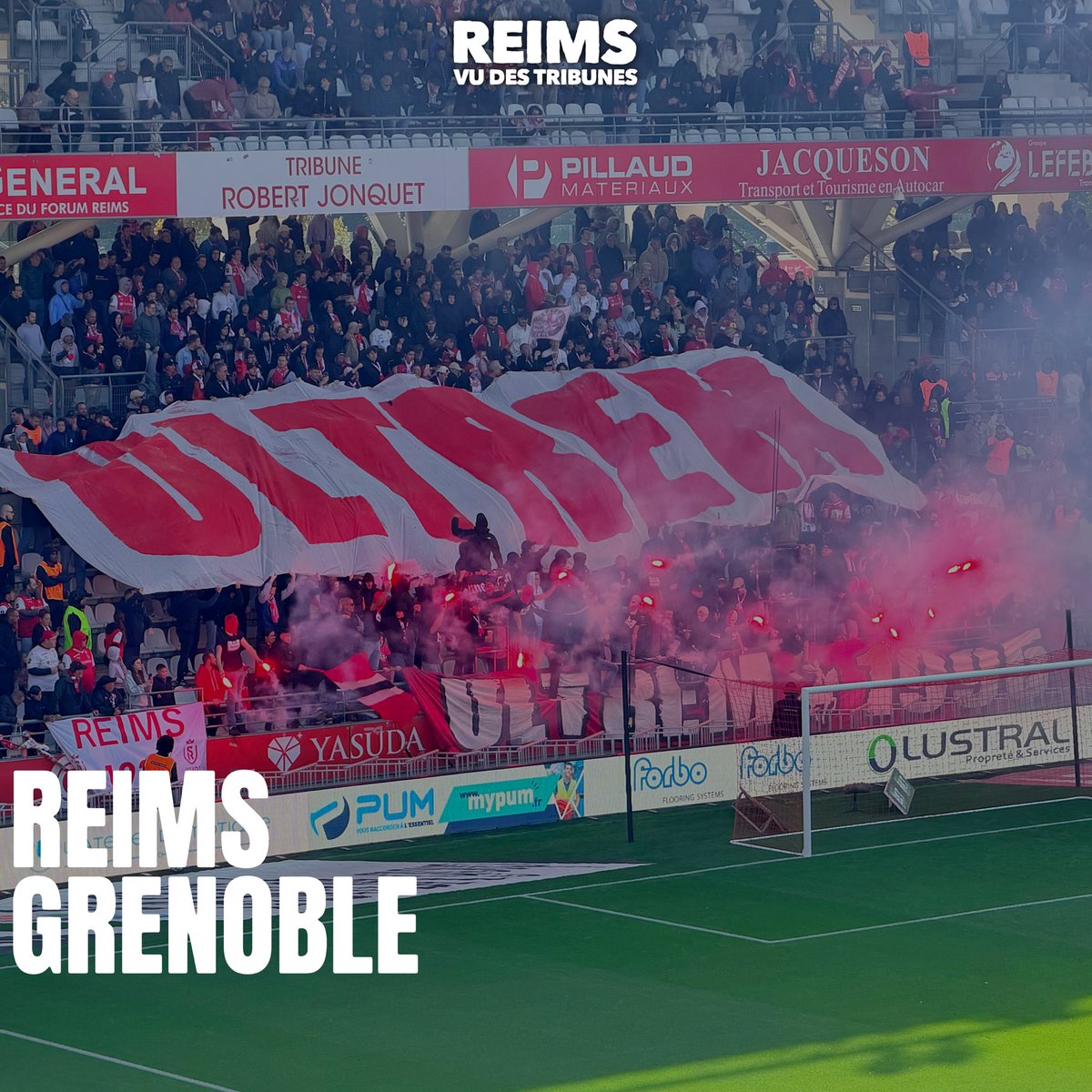 reimsvdt's tweet photo. 🔴⚪️ Reims - Grenoble 

📸 Les Ultrem &amp; le parcage grenoblois https://t.co/6bJmqgDMKo