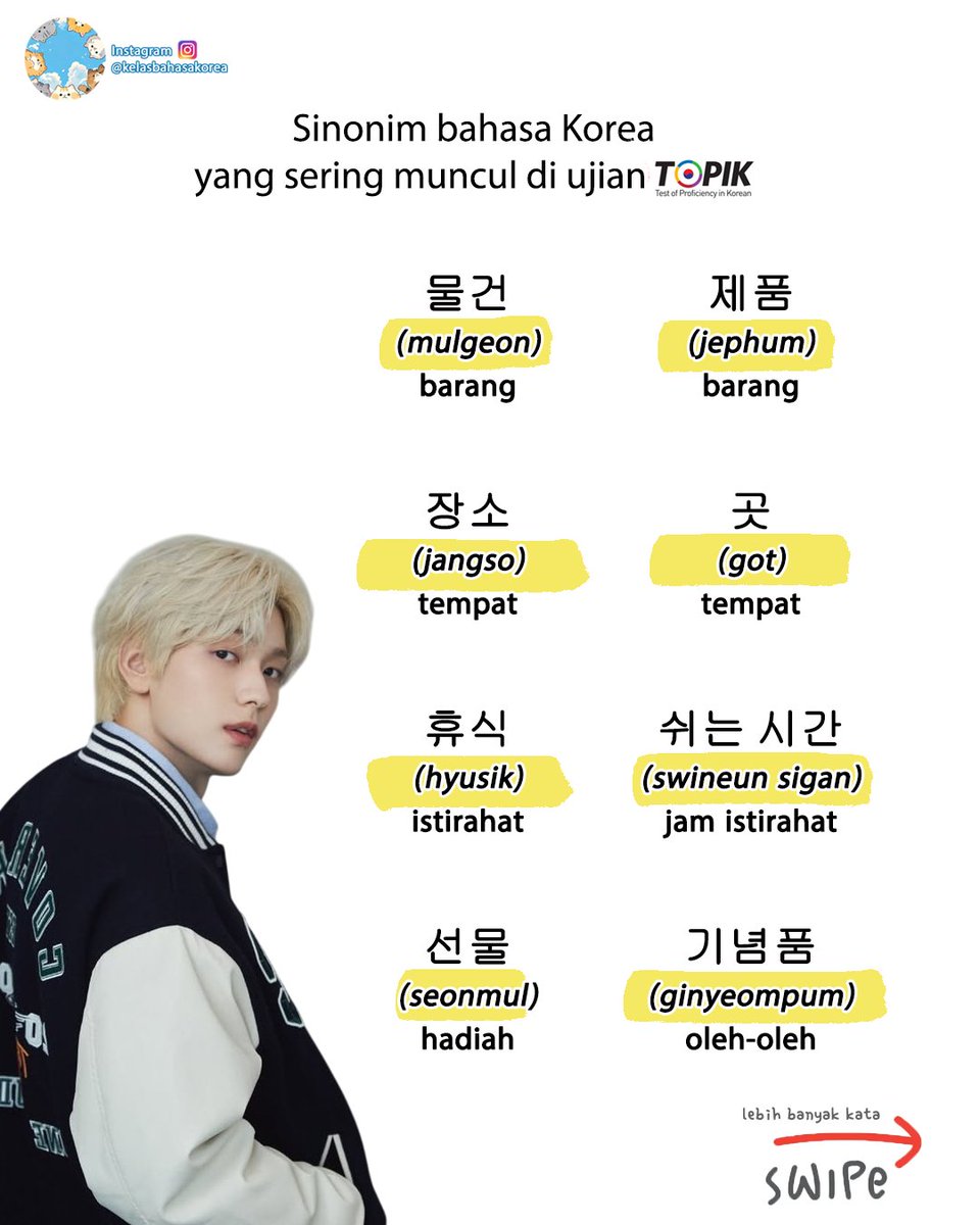 kelasbhskorea's tweet photo. Sinonim di bahasa Korea 🇰🇷
.
Daftar kelas lewat post ini diskon 10%😆
.
all right reserved to their respective owner©. [PNG PACK TXT SOOBIN X COVERNAT by starcolors13 @deviantart]
.
#bahasakorea #belajarbahasakorea #hangeul #kelasbahasakorea #bakor #lesbahasakorea #KosakataKorea https://t.co/GIQUTmSFrs