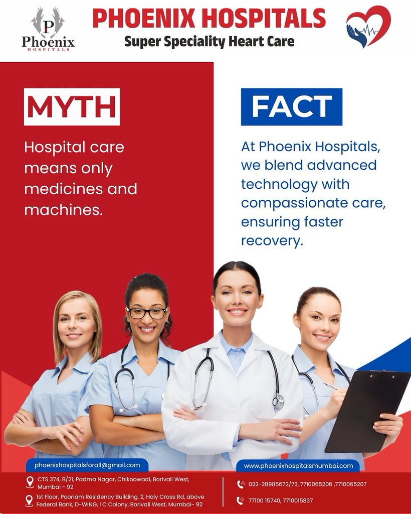 PhoenixHosp's tweet photo. *DATE*: 06th October, Monday
*CAPTION*: Healing isn’t just about machines or medicines. At Phoenix Hospitals, it’s about care with compassion backed by advanced medical expertise. 

#mythvsfact #phoenixhospitals #healingwithcare #expertcare #compassionatecare #advancedhealthcare https://t.co/sEnp05pOoS
